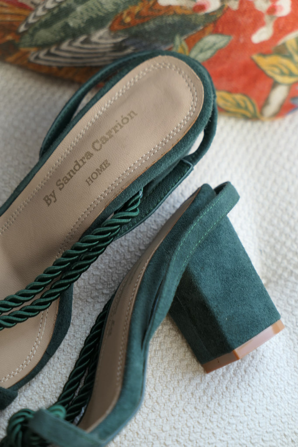 Sandalias de Gamuza y Cordones Color Verde