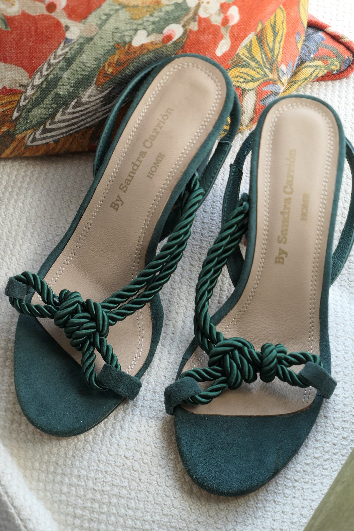 Sandalias de Gamuza y Cordones Color Verde