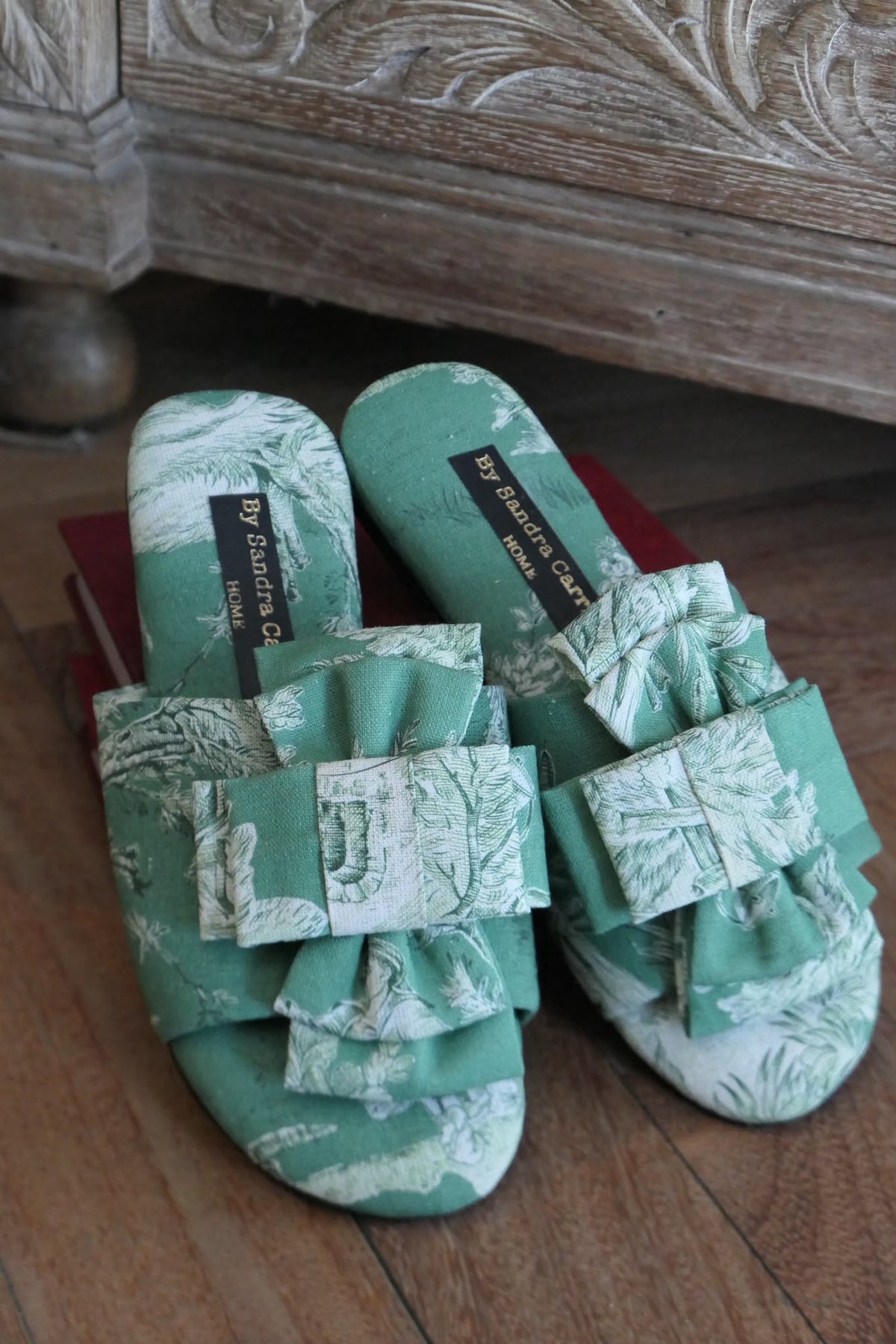 Slippers Toile de Jouy Verde/Blanco