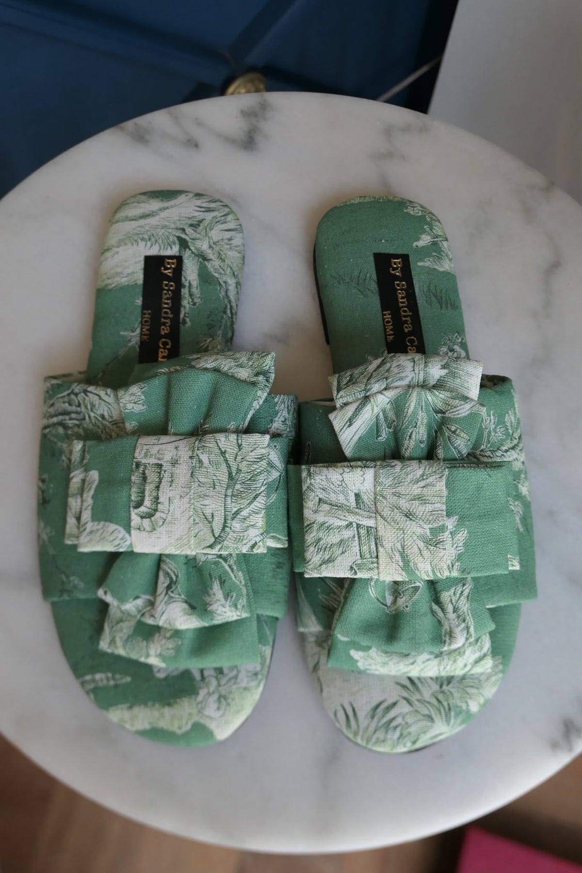Slippers Toile de Jouy Verde/Blanco
