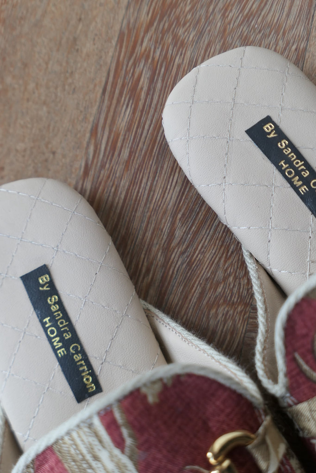 Mules Toile de Jouy Rojo/Beige con Ebilla