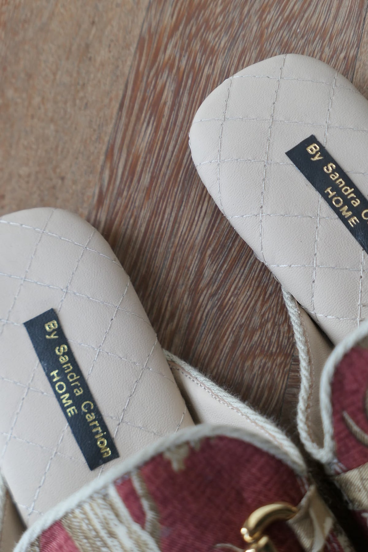 Mules Toile de Jouy Rojo/Beige con Ebilla
