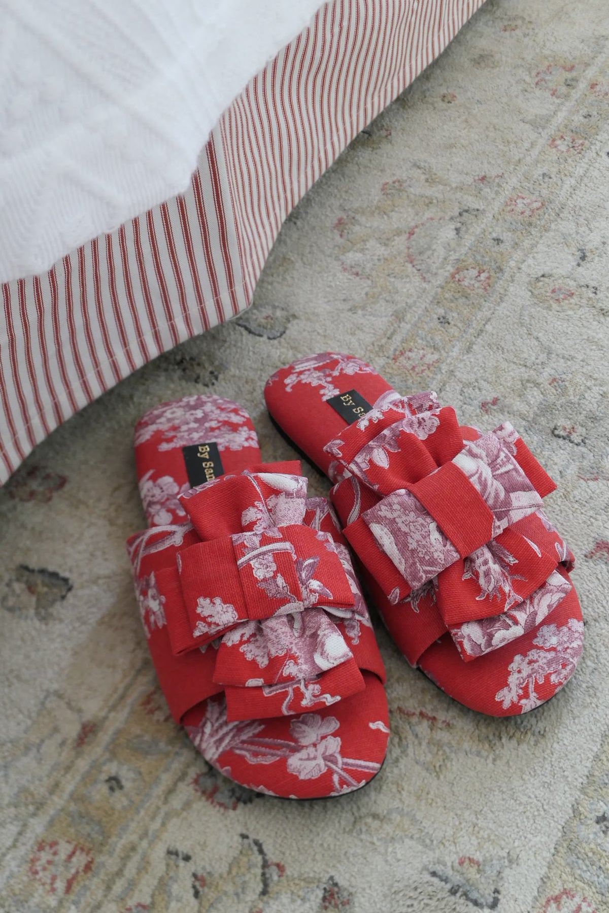 Slippers Toile de Jouy Rojo/Blanco