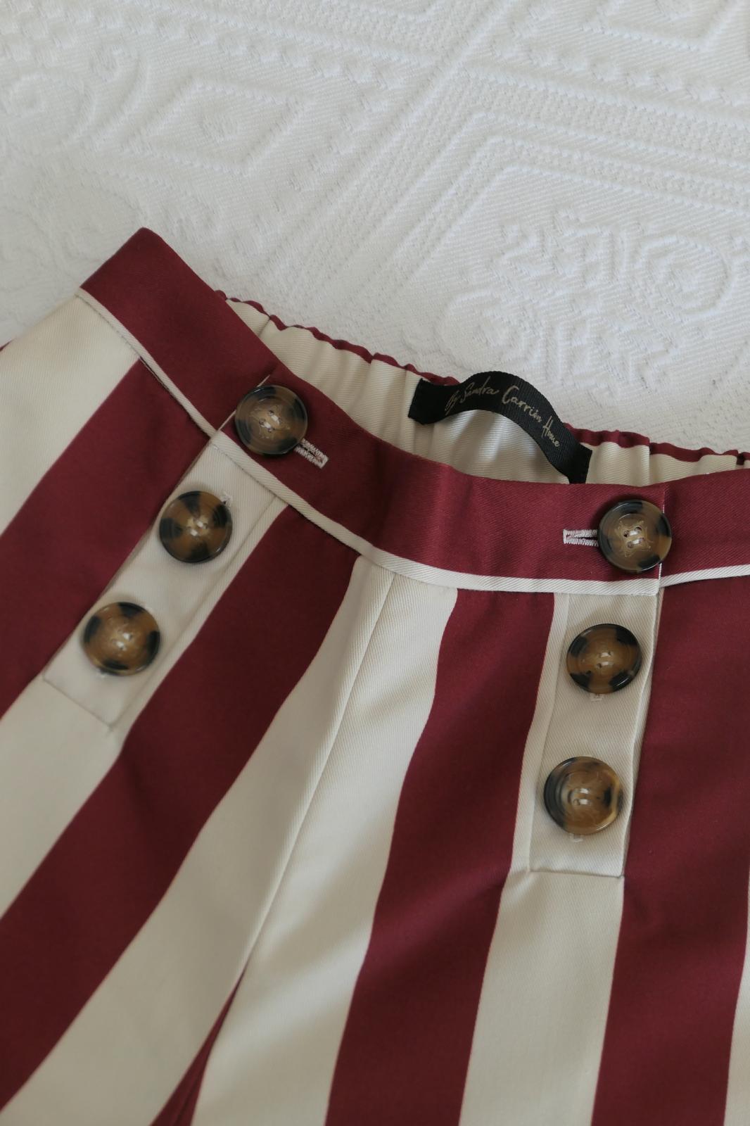 Pantalón Palazzo de Rayas Verticales con Botones