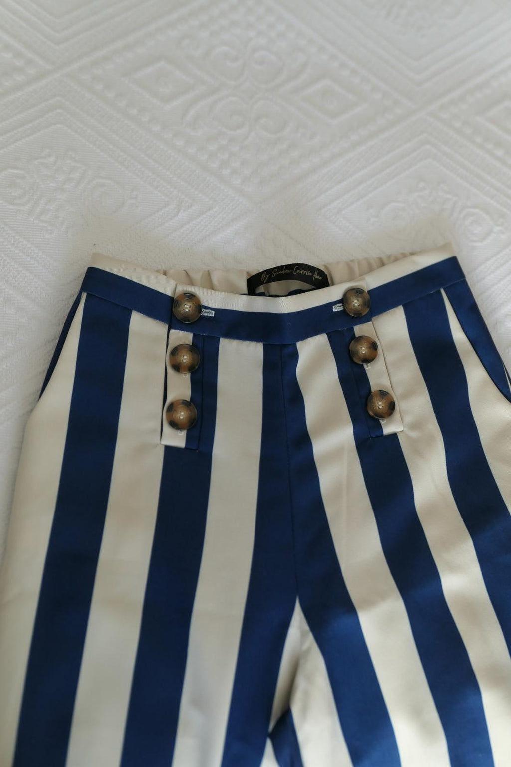 Pantalón Palazzo de Rayas Verticales con Botones