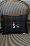 Cojín Decorativo Escocés 60x40cm con Bordado de Perro Beagle